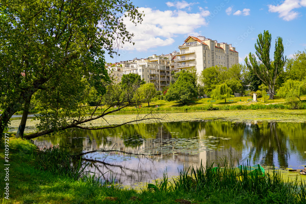Municipal park in Warsaw , greenery and vegetation