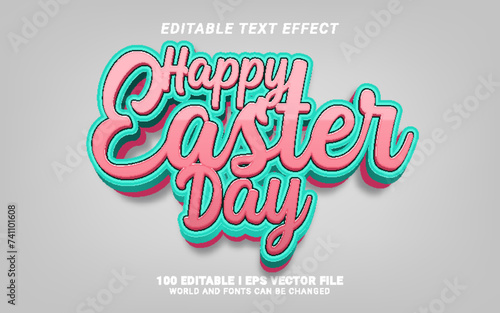beautiful happy easter day lettering 3d style text effect