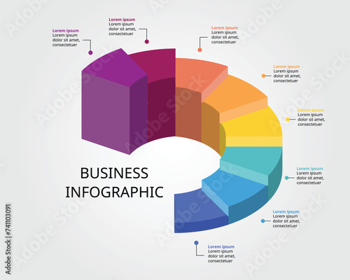 circle pie chart level template for infographic for presentation for 8 element photo