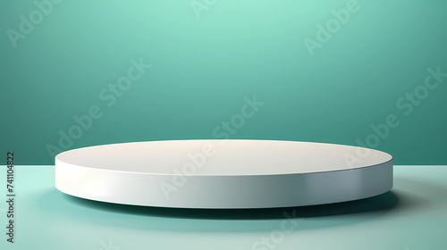 Empty wood table top and green wall for product display mock up background, template