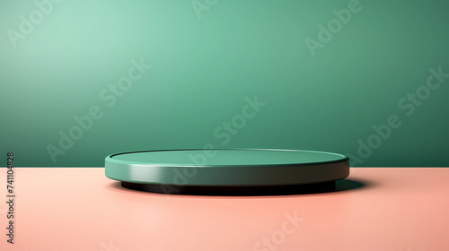 Empty wood table top and green wall for product display mock up background, template