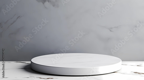 Empty white table top and white wall for product display mock up background, template