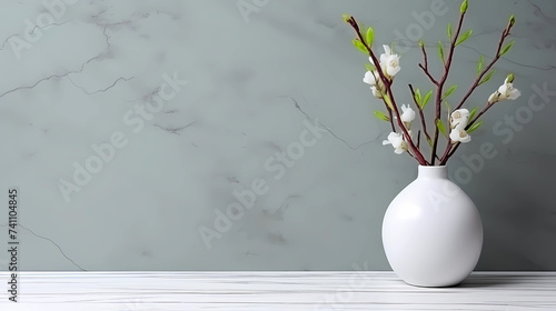 Empty white table top and white wall for product display mock up background, template