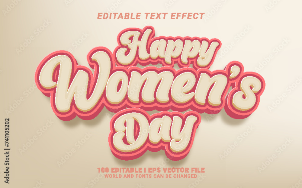 happy woman's day lettering text effect