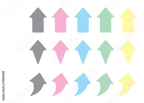 パステルカラーの上昇する矢印フチなしセット