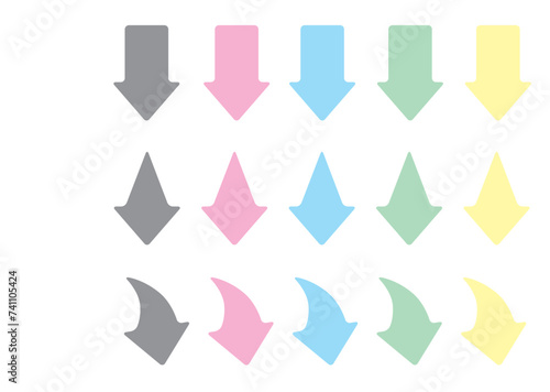 パステルカラーの下降矢印セット