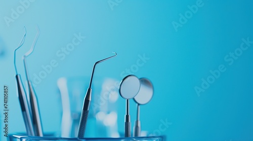 Dental tools isolated on blue background © Oleksandr Kozak