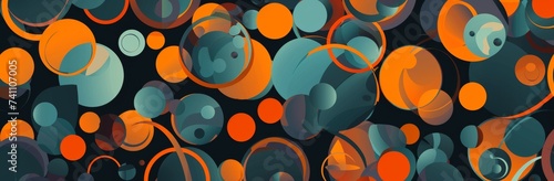 Blue and orange circles intertwine, forming an abstract background that exudes vibrancy and energy, perfect for adding visual interest to design projects and presentations.
