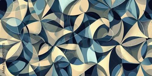 Illustration of Khaki and blue colored geometric shapes pattern representing abstract background