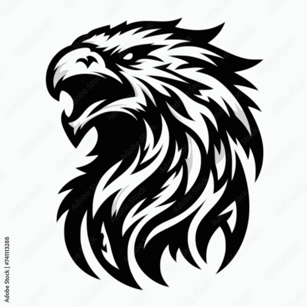 Stylized Head Eagle. Fearsome Stylized Creature. A Logo Design Stylized Head Eagle. Fearsome Stylized Creature. A Logo Design