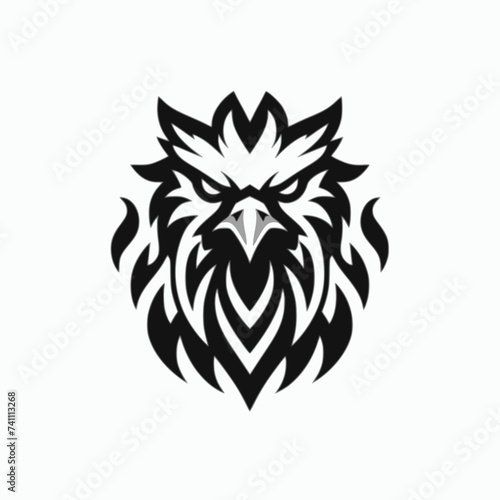 Stylized Head Eagle. Menacing Stylized Creature. A Textless Logo with a White Background
