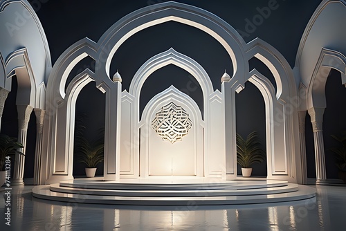 islamic ramadan podium with arabic style made with Generative AI 