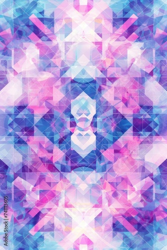 Illustration of Pink and blue colored geometric shapes pattern representing abstract background