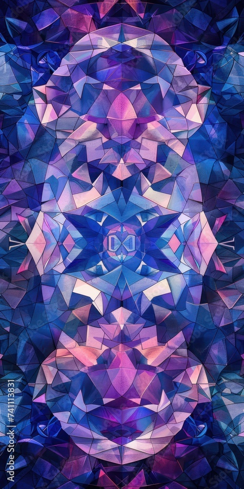 Illustration of Purple and blue colored geometric shapes pattern representing abstract background