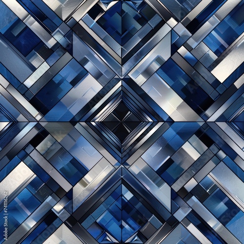 Illustration of Silver and blue colored geometric shapes pattern representing abstract background