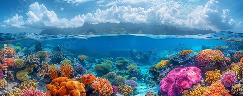 A Colorful Coral Reef Teeming Life Wallpaper photo