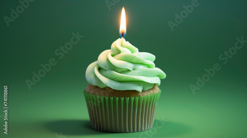 Jade Joy: Green Frosted Cupcake Pleasure, Generative AI