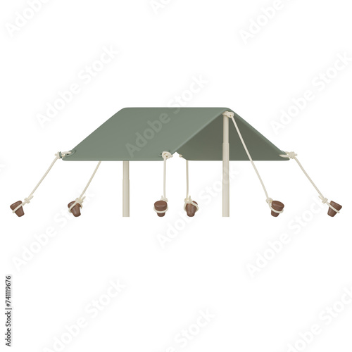 Photos 3D render, Green flysheet Transparent background
