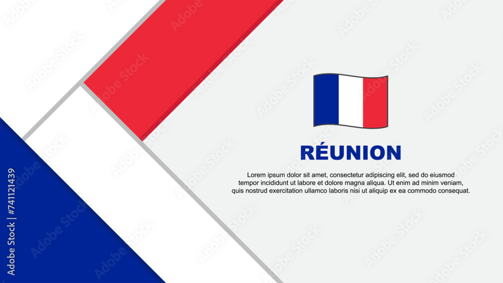 Obraz premium Reunion Flag Abstract Background Design Template. Reunion Independence Day Banner Cartoon Vector Illustration. Reunion Illustration
