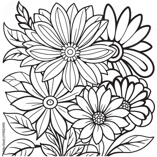 Luxury floral outline drawing coloring book pages line art sketch