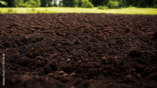 tamped down topsoil ready for garden planting; springtime agricultural background asset
