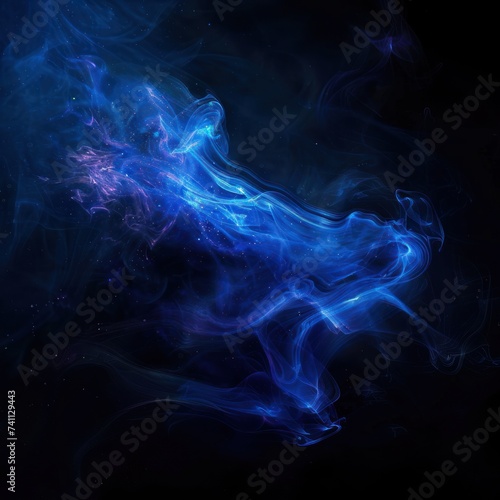 Shiny smoke. Glitter fluid. Ink water. Magic mist. Azure color particles texture paint vapor storm wave