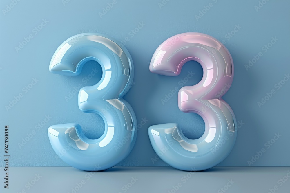 Numeral 33 thirty three, date or birthday concept. Background with selective focus and copy space Numeral 33 thirty three, date or birthday concept. Background with selective focus and copy space