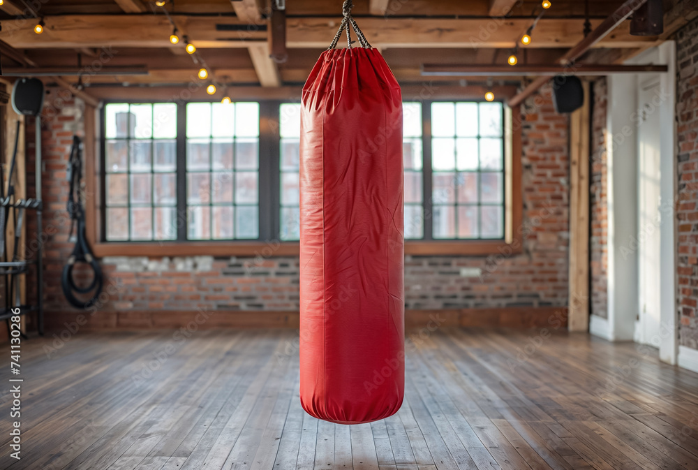 Punching bag. Background with selective focus and copy space