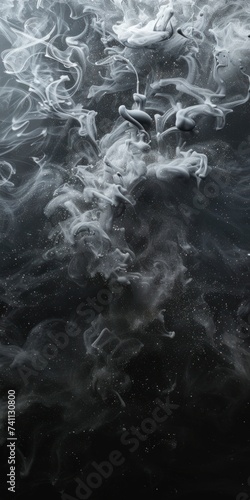 Shiny smoke. Glitter fluid. Ink water. Magic mist. Gray color particles texture paint vapor storm wave © GalleryGlider