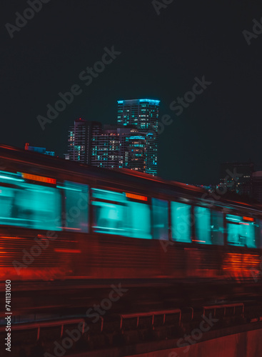 Photography train night miami Florida skyline Brickell