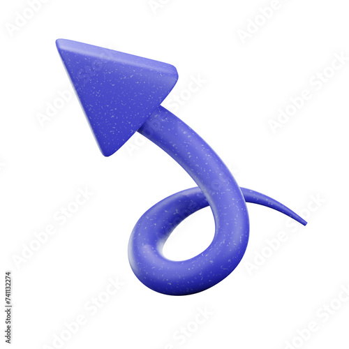 3d blue arrow icon isolated on transparent background-3D illustration