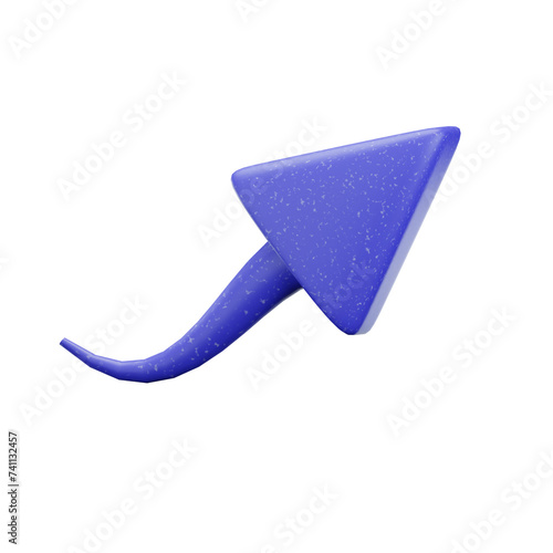 3d blue arrow icon isolated on transparent background-3D illustration