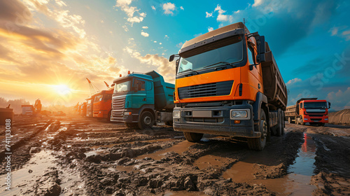 truck on road mining construction site