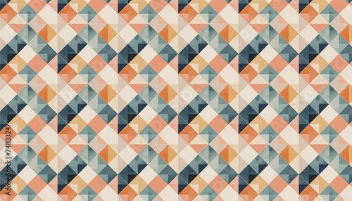 retro pop geometric abstract seamless pattern, vector graphic resources, 16:9 widescreen wallpaper / backdrop, green and orange