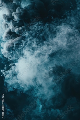 Shiny smoke. Glitter fluid. Ink water. Magic mist. Navy Blue color particles texture paint vapor storm