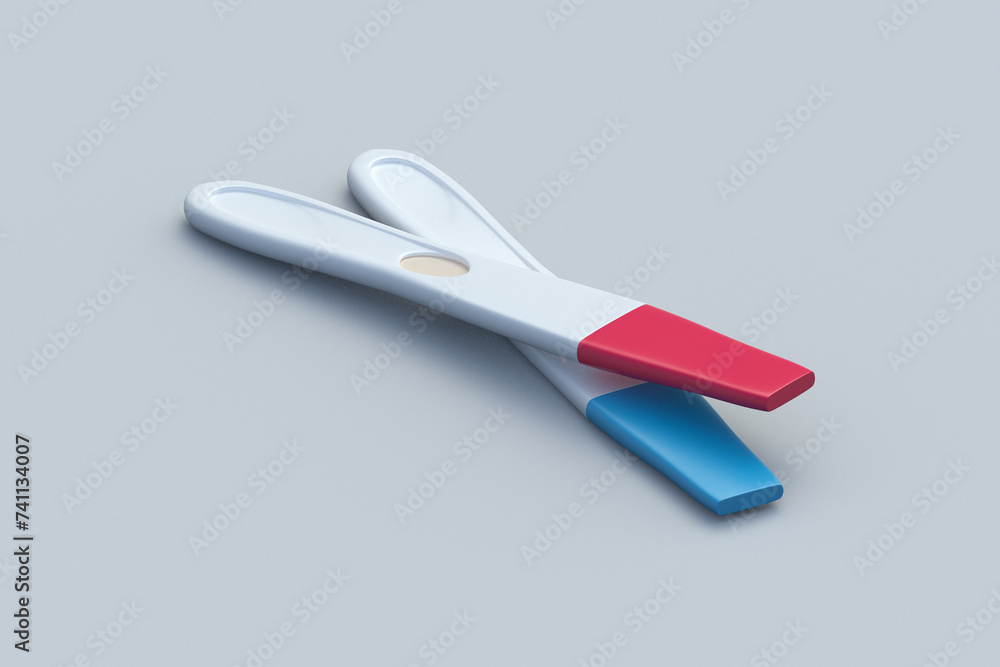 Pregnancy tests. Device to determine a pregnant woman. Reproductive function. Family planning. 3d render Pregnancy tests. Device to determine a pregnant woman. Reproductive function. Family planning. 3d render