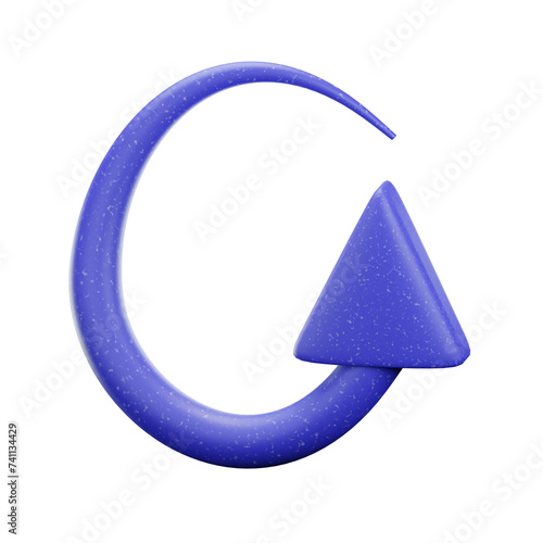 3d blue arrow icon isolated on transparent background-3D illustration