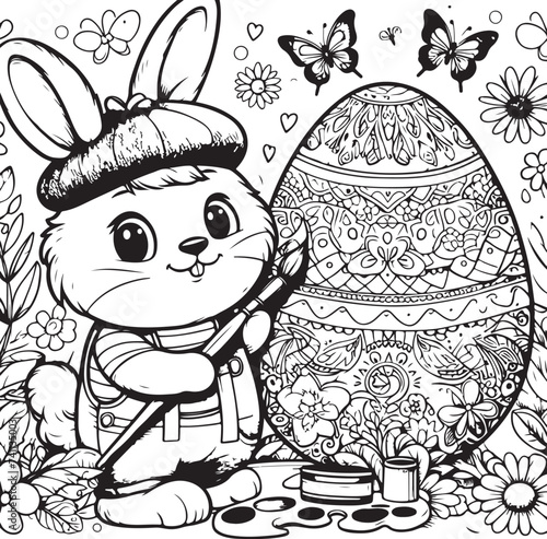 rabbit, easter, bunny, cartoon, vector, animal, illustration, egg, art, hare, holiday, fun, spring, baby, design, drawing, card, cute, animals, pet, pink, ears, happy, love, pattern