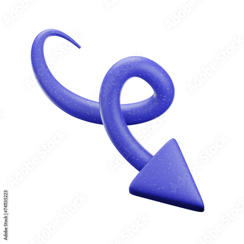 3d blue arrow icon isolated on transparent background-3D illustration