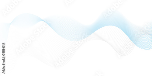 Abstract blue blend digital wave lines and technology background. Minimal carve wavy white and blue flowing wave lines and glowing moving lines. Futuristic technology and sound wave lines background