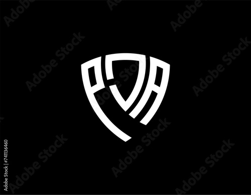 PJA creative letter shield logo design vector icon illustration