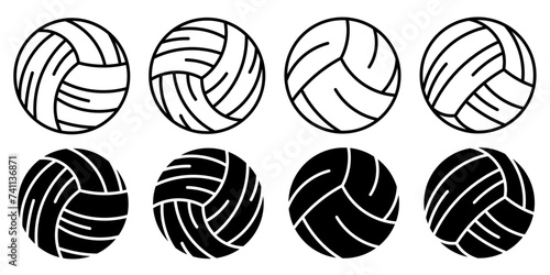 Volleyball. Vector collection of volleyball icon illustrations. Black icon design. photo