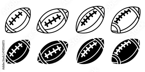 Rugby ball. Vector collection of rugby ball icon illustrations. Black icon design.