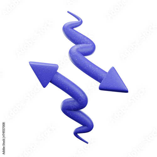 3d blue arrow icon isolated on transparent background-3D illustration