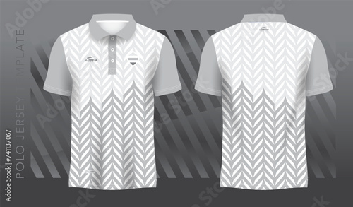 white and gray sublimation shirt for polo sport jersey template. front and back view.