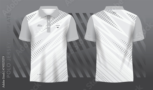 white and gray sublimation shirt for polo sport jersey template. front and back view.