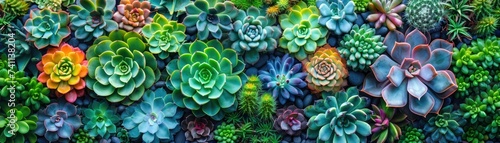Array of colorful succulents photo