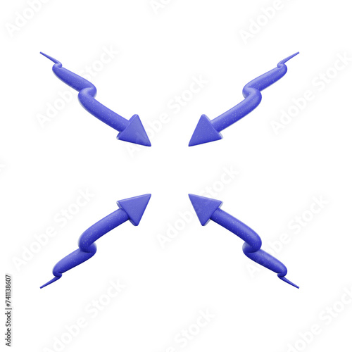 3d blue arrow icon isolated on transparent background-3D illustration