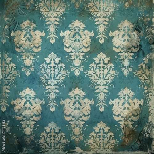 Teal vintage background, antique wallpaper design
