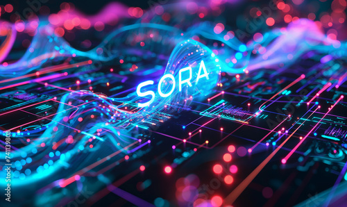 Conceptual Illustration of Sora, OpenAI's Text-to-Video AI photo